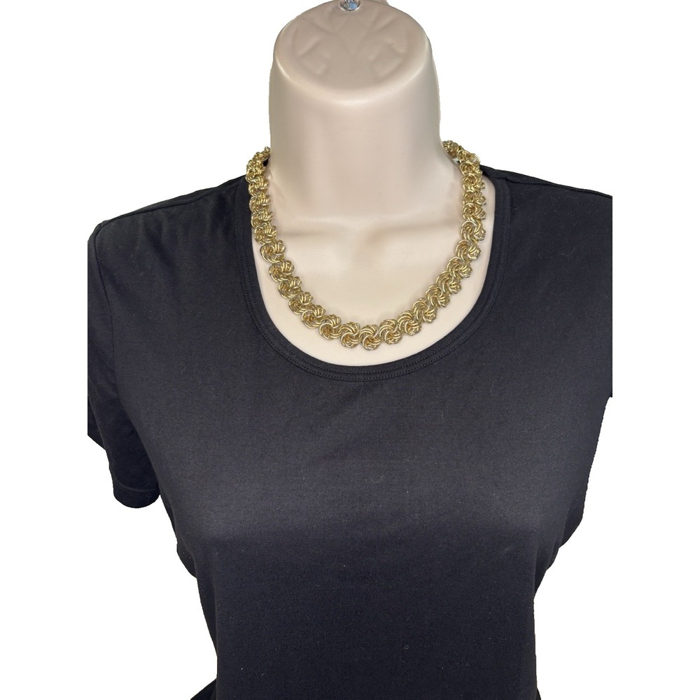 Vintage Women's Gold Tone Woven Links Choker Statement Necklace Glam Evening‎